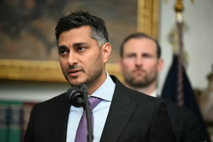 Executive speaking at a press event